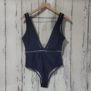 Cupshe NWT Navy Blue One Piece Swimsuit Size L